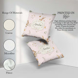 Custom Name Cute Bunny Rabbits Butterflies Wildflowers Seamless Square Filled Cushion Throw Pillow Sofa Bed Home Decor Zip Washable UK Made
