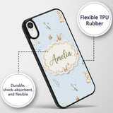 Watercolor Bunny Rabbits Butterflies Wildflowers Custom Name Protective Phone Case Mobile Cover Durable Everyday Smartphone Shock Resistant