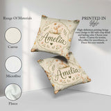 Custom Name Cute Bunny Rabbits Butterflies Wildflowers on Cream Square Filled Cushion Throw Pillow Sofa Bed Home Decor Zip Washable UK Made
