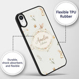 Watercolor Bunny Rabbits Butterflies Wildflowers Custom Name Protective Phone Case Mobile Cover Durable Everyday Smartphone Shock Resistant