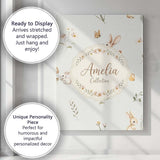 Personalised Name Watercolor Bunny Rabbits Custom  Unique Gift Idea Elegant Feature Canvas Wall Art Print Decor Picture Ready to Hang