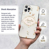 Watercolor Bunny Rabbits Butterflies Wildflowers Custom Name Protective Phone Case Mobile Cover Durable Everyday Smartphone Shock Resistant