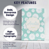 Personalised Name Teal Background White Custom  Modern Room Accent Elegant Feature Canvas Wall Art Print Decor Picture Ready to Hang