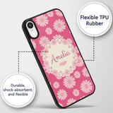 Pink Gradient Daisy Floral Repeat Pattern Soft Custom Name Protective Phone Case Mobile Cover Durable Everyday Smartphone Shock Resistant