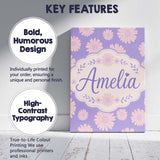 Personalised Name Purple Gradient Daisy Custom  Modern Room Accent Elegant Feature Canvas Wall Art Print Decor Picture Ready to Hang