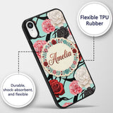 Mint Green Background Red Black Printed Design Custom Name Protective Phone Case Mobile Cover Durable Everyday Smartphone Shock Resistant