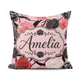 Custom Name Soft Background Red Black White Roses Peonies Floral Square Filled Cushion Throw Pillow Sofa Bed Home Decor Zip Washable UK Made