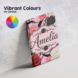 Personalised Name Soft Pink Background Red Custom  Unique Gift Idea Elegant Feature Canvas Wall Art Print Decor Picture Ready to Hang