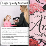 Soft Pink Background Red Black White Roses Peonies Seamless Floral  Personalised Custom Name Super Soft Fleece Blanket Bed Sofa Throw