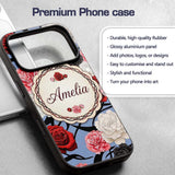 Blue Grey Background Red Black Printed Design Custom Name Protective Phone Case Mobile Cover Durable Everyday Smartphone Shock Resistant