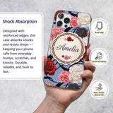 Blue Grey Background Red Black Printed Design Custom Name Protective Phone Case Mobile Cover Durable Everyday Smartphone Shock Resistant