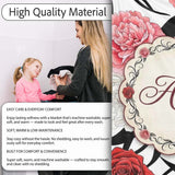 Grey Background Red Black White Roses Peonies Seamless Floral  Personalised Custom Name Super Soft Fleece Blanket Bed Sofa Throw