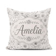 Custom Name Monochrome Floral Art Mixed Flowers Seamless Pattern Square Filled Cushion Throw Pillow Sofa Bed Home Decor Zip Washable UK Made
