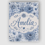 Personalised Name Blue Tinted Monochrome Custom  Unique Gift Idea Elegant Feature Canvas Wall Art Print Decor Picture Ready to Hang