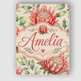 Personalised Name Protea Flower Botanical Custom  Unique Gift Idea Elegant Feature Canvas Wall Art Print Decor Picture Ready to Hang