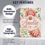 Personalised Name Protea Flower Botanical Custom  Unique Gift Idea Elegant Feature Canvas Wall Art Print Decor Picture Ready to Hang