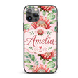 Elegant Protea Flower Pink Botanical Seamless Custom Name Protective Phone Case Mobile Cover Durable Everyday Smartphone Shock Resistant