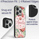 Elegant Protea Flower Pink Botanical Seamless Custom Name Protective Phone Case Mobile Cover Durable Everyday Smartphone Shock Resistant