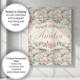 Personalised Name Soft Pastel Peony Floral Garden Seamless Pattern Custom  Unique Canvas Wall Art Print Decor Picture Ready to Hang