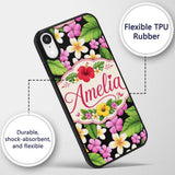 Tropical Hibiscus Flowers Bright Floral Seamless Custom Name Protective Phone Case Mobile Cover Durable Everyday Smartphone Shock Resistant
