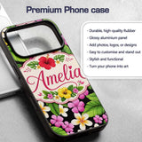Tropical Hibiscus Flowers Bright Floral Seamless Custom Name Protective Phone Case Mobile Cover Durable Everyday Smartphone Shock Resistant