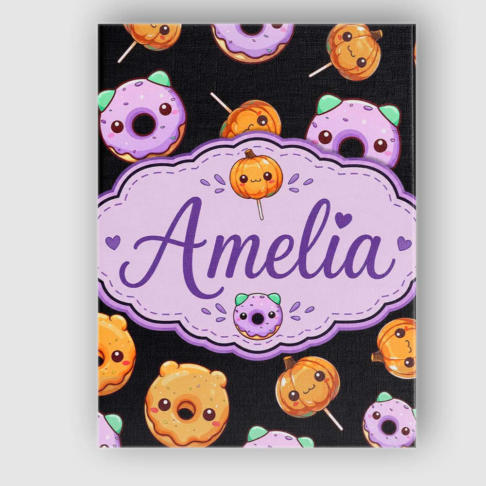 Personalised Name Kawaii Donuts And Candy Custom  Unique Gift Idea Elegant Feature Canvas Wall Art Print Decor Picture Ready to Hang