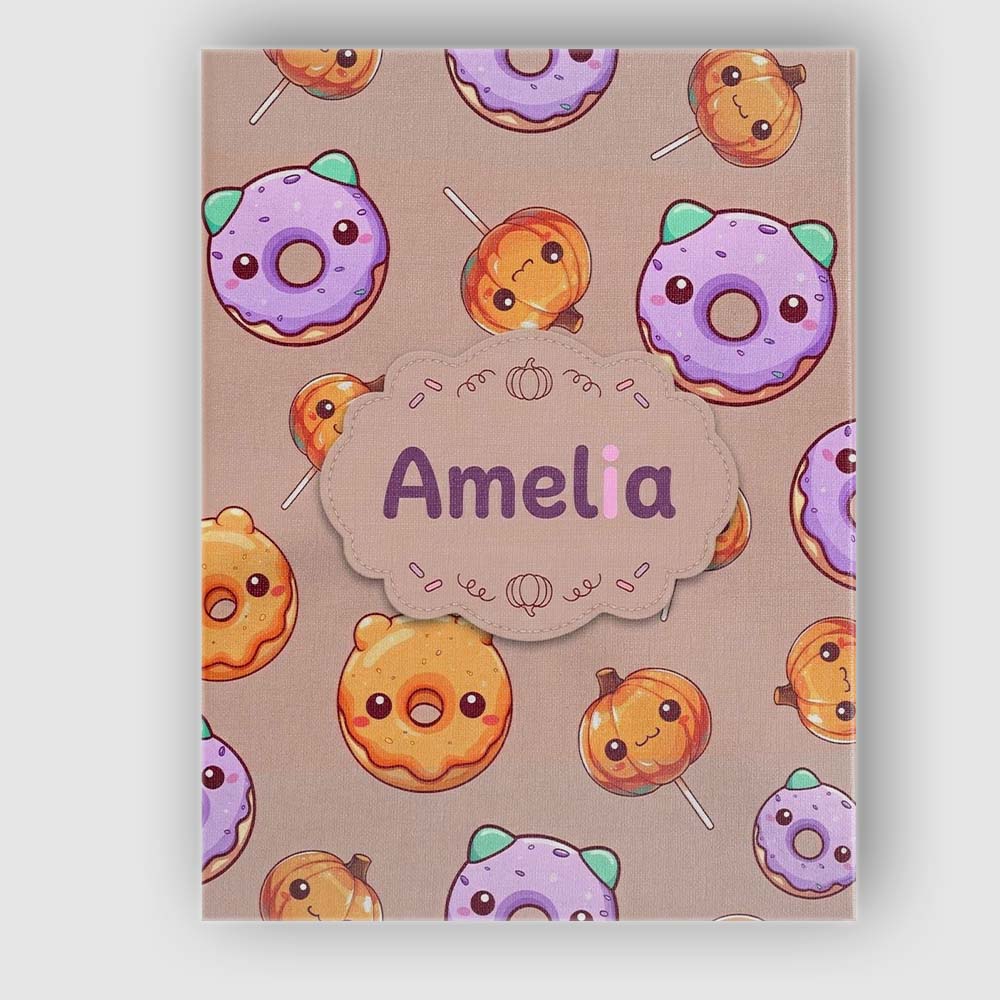 Personalised Name Kawaii Donuts Candy Beige Custom  Bespoke Interior Contemporary Canvas Wall Art Print Decor Picture Ready to Hang