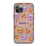 Kawaii Donuts Candy Beige Background Cute Sweet Custom Name Protective Phone Case Mobile Cover Durable Everyday Smartphone Shock Resistant