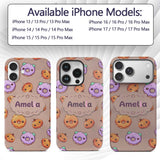 Kawaii Donuts Candy Beige Background Cute Sweet Custom Name Protective Phone Case Mobile Cover Durable Everyday Smartphone Shock Resistant