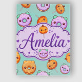 Personalised Name Cute Kawaii Donut Pumpkin Custom  Bespoke Interior Contemporary Canvas Wall Art Print Decor Picture Ready to Hang