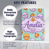 Personalised Name Cute Kawaii Donut Pumpkin Custom  Bespoke Interior Contemporary Canvas Wall Art Print Decor Picture Ready to Hang