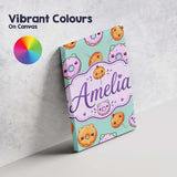 Personalised Name Cute Kawaii Donut Pumpkin Custom  Bespoke Interior Contemporary Canvas Wall Art Print Decor Picture Ready to Hang