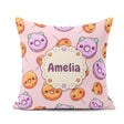 Custom Name Kawaii Donut Pumpkin Lollipop Pattern Soft Pink Name Square Filled Cushion Throw Pillow Sofa Bed Home Decor Zip Washable UK Made