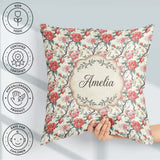 Custom Name Red Blossom Oriental Floral Branch Seamless Pattern Square Filled Cushion Throw Pillow Sofa Bed Home Decor Zip Washable UK Made