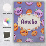 Personalised Name Cute Kawaii Donut Pumpkin Custom  Bespoke Interior Contemporary Canvas Wall Art Print Decor Picture Ready to Hang