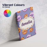 Personalised Name Cute Kawaii Donut Pumpkin Custom  Bespoke Interior Contemporary Canvas Wall Art Print Decor Picture Ready to Hang