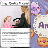Cute Kawaii Donut Pumpkin Lollipop Pattern Purple Gradient Name  Personalised Custom Name Super Soft Fleece Blanket Bed Sofa Throw