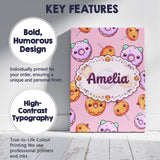 Personalised Name Cute Kawaii Donut Pumpkin Custom  Bespoke Interior Contemporary Canvas Wall Art Print Decor Picture Ready to Hang