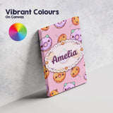 Personalised Name Cute Kawaii Donut Pumpkin Custom  Bespoke Interior Contemporary Canvas Wall Art Print Decor Picture Ready to Hang
