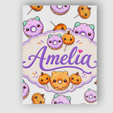 Personalised Name Cute Kawaii Donut Pumpkin Custom  Bespoke Interior Contemporary Canvas Wall Art Print Decor Picture Ready to Hang