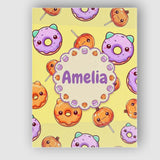 Personalised Name Cute Kawaii Donut Pumpkin Custom  Bespoke Interior Contemporary Canvas Wall Art Print Decor Picture Ready to Hang