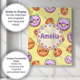 Personalised Name Cute Kawaii Donut Pumpkin Custom  Bespoke Interior Contemporary Canvas Wall Art Print Decor Picture Ready to Hang