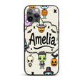 Cute Kawaii Halloween Mummy Bat Pumpkin Character Custom Name Protective Phone Case Mobile Cover Durable Everyday Smartphone Shock Resistant