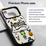 Cute Kawaii Halloween Mummy Bat Pumpkin Character Custom Name Protective Phone Case Mobile Cover Durable Everyday Smartphone Shock Resistant