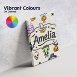 Personalised Name Cute Kawaii Halloween Custom  Modern Room Accent Elegant Feature Canvas Wall Art Print Decor Picture Ready to Hang