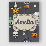 Personalised Name Cute Halloween Characters Custom  Bespoke Interior Contemporary Canvas Wall Art Print Decor Picture Ready to Hang