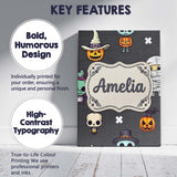 Personalised Name Cute Halloween Characters Custom  Bespoke Interior Contemporary Canvas Wall Art Print Decor Picture Ready to Hang