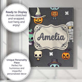 Personalised Name Cute Halloween Characters Custom  Bespoke Interior Contemporary Canvas Wall Art Print Decor Picture Ready to Hang