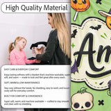 Cute Halloween Characters Mummy Frankenstein Bat Green Background  Personalised Custom Name Super Soft Fleece Blanket Bed Sofa Throw