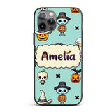 Cute Halloween Characters Mummy Frankenstein Bat Custom Name Protective Phone Case Mobile Cover Durable Everyday Smartphone Shock Resistant